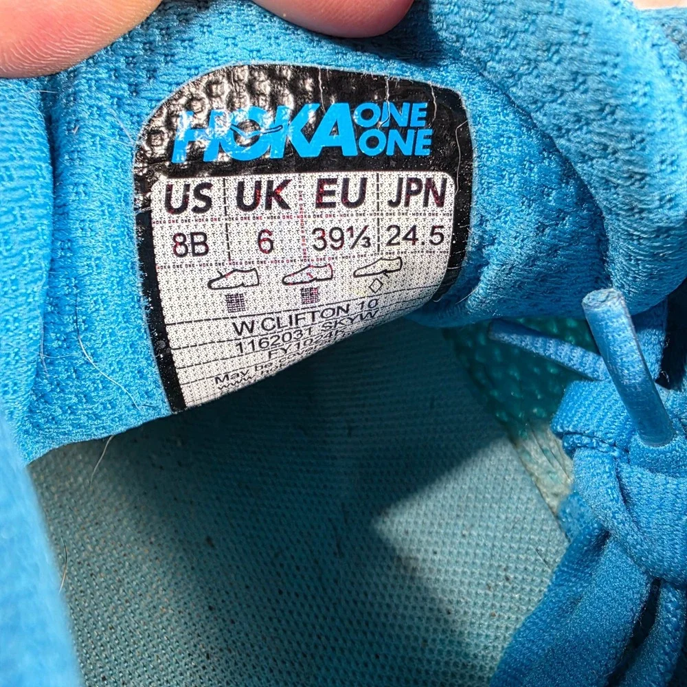 Hoka Clifton 10 Womens 8 Blue Running Shoes Sneakers 1162031 SKYW